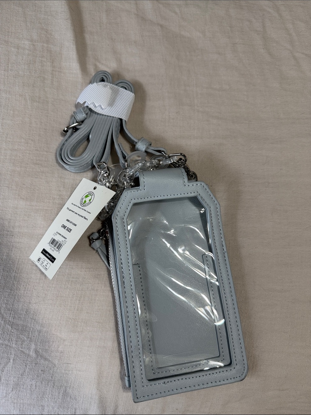 No Boundaries Light Gray Clear Front Crossbody Phone Case with Strap